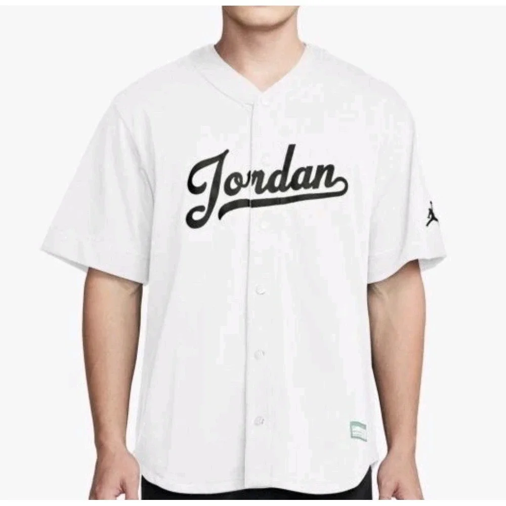Pre-owned Size XXL Jordan‎ Loose FIT Baseball Jersey TOP, White, Snaps, See Pics
